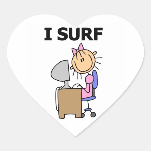 Ik Surf op het Web Hart Sticker (Voorkant)