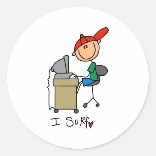 Ik Surf op het Web Ronde Sticker (Voorkant)