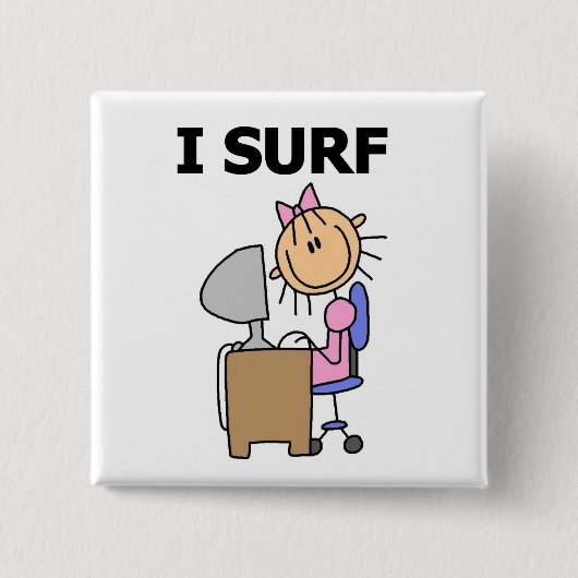 Ik Surf op het Web Vierkante Button 5,1 Cm (Voorkant)