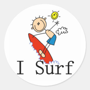 Ik Surf T-shirts en geschenken Ronde Sticker