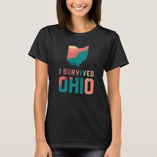 Ik Survived Ohio map Meme retro  in nood T-shirt (Voorkant)