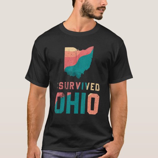 Ik Survived Ohio map Meme retro in nood T-shirt (Voorkant)