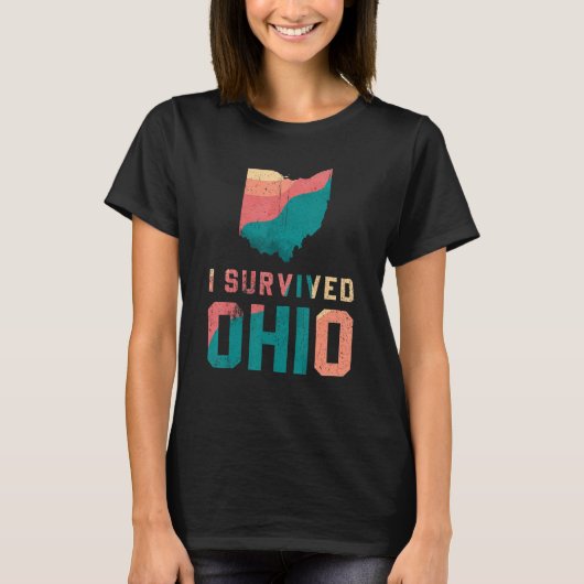 Ik Survived Ohio map Meme retro  in nood T-shirt (Voorkant)