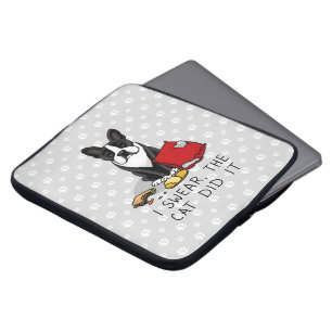 Ik Swear, de kat deed het Boston Terrier (zwart) Laptop Sleeve