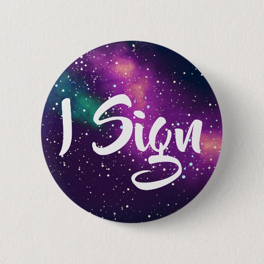 Ik teken  melkwegidentiteit ronde button 5,7 cm (Voorkant)