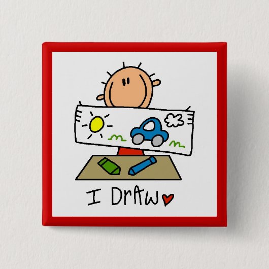 Ik Teken Vierkante Button 5,1 Cm (Voorkant)