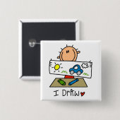 Ik Teken Vierkante Button 5,1 Cm (Voorkant /achterkant)