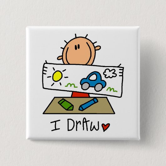 Ik Teken Vierkante Button 5,1 Cm (Voorkant)