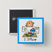 Ik Teken Vierkante Button 5,1 Cm (Voorkant /achterkant)