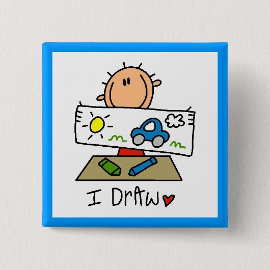 Ik Teken Vierkante Button 5,1 Cm (Voorkant)