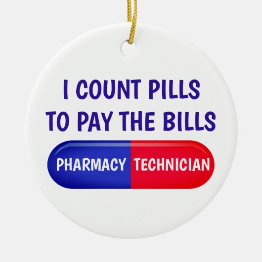 Ik tel pillen om de rekeningen te betalen keramisch ornament (Voorkant)