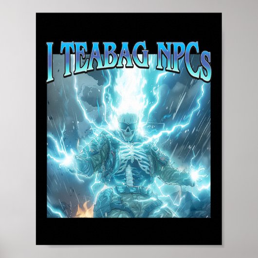 Ik Theezak Npcs - Grappige Gaming Harde Skelet Gam Poster (Voorkant)
