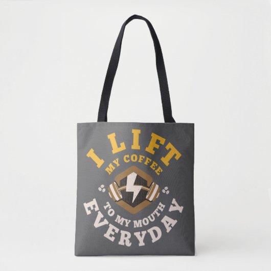 Ik til elke dag op (Grijs/Goud) Tote Bag (Voorkant)