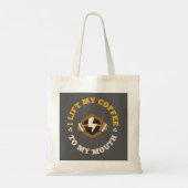 Ik tilt mijn koffie naar mijn mond (grijs/goud) tote bag (Achterkant)