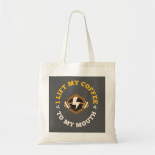 Ik tilt mijn koffie naar mijn mond (grijs/goud) tote bag