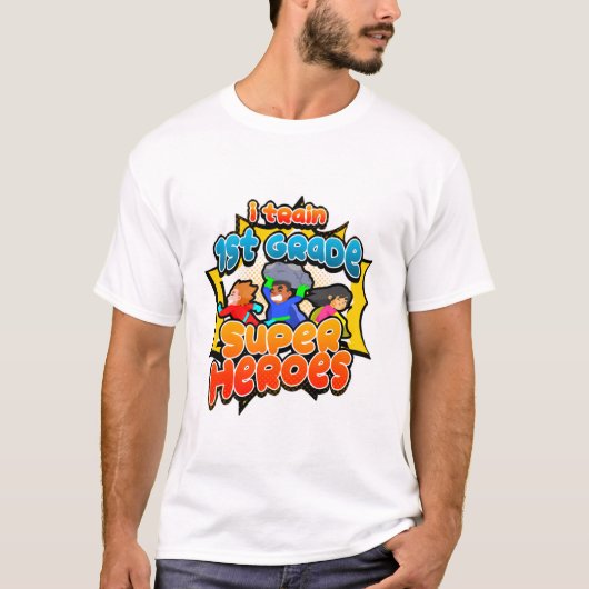 Ik train 1e klas superhelden Terug naar school Lee T-shirt (Voorkant)