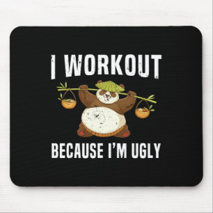 Ik train omdat ik lelijk grappig ben Humor fitness Muismat
