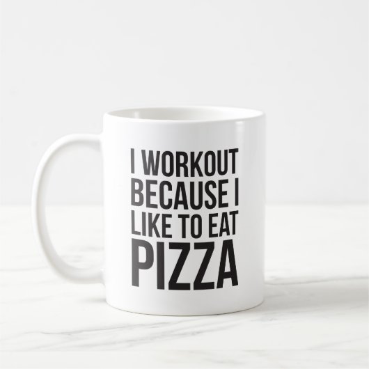 Ik train omdat ik van pizza hou - Funny Gym Novelt Koffiemok (Links)