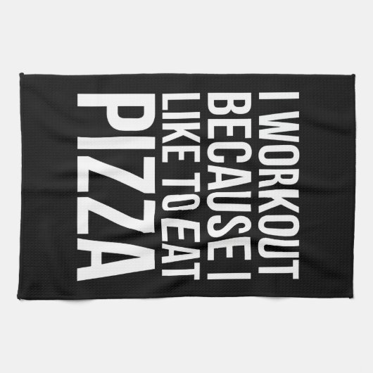 Ik train omdat ik van pizza hou - Funny Gym Novelt Theedoek (Horizontaal)