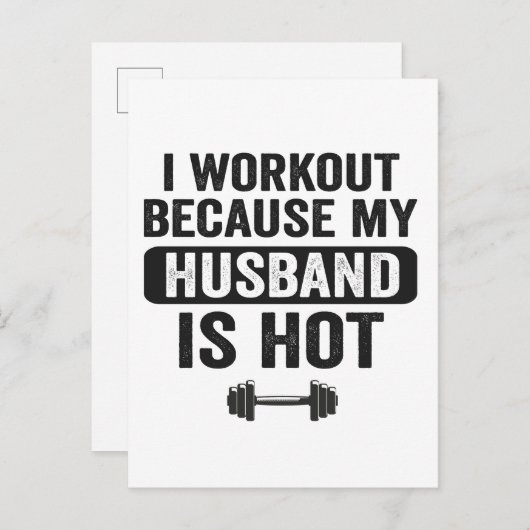 Ik train omdat mijn man heet grappig fitness is uitnodiging briefkaart (Voorkant / Achterkant)