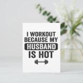 Ik train omdat mijn man heet grappig fitness is uitnodiging briefkaart (Staand voorkant)