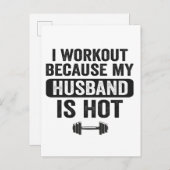 Ik train omdat mijn man heet is Funny Fitness  Uitnodiging Briefkaart (Voorkant / Achterkant)