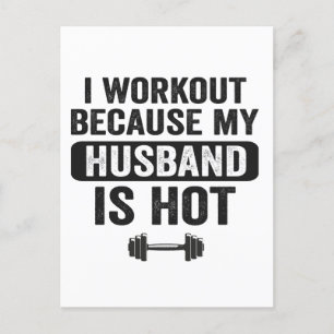 Ik train omdat mijn man heet is Grappige fitness  Uitnodiging Briefkaart