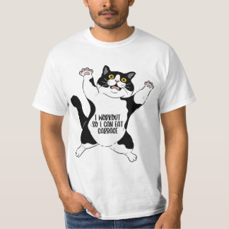 Ik train zodat ik vuilnis kan eten, kattenfitness t-shirt