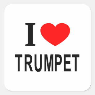 Ik ❤️ TROMPET Ik HOU VAN TROMPET Ik HART TROMPET Vierkante Sticker