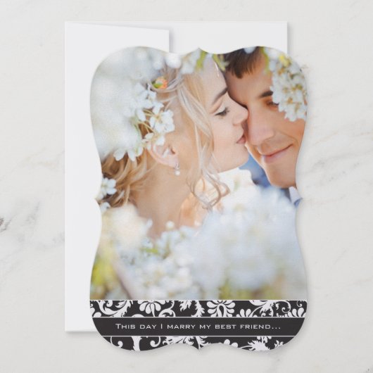Ik trouw met mijn beste vriendinnetfoto Damask Wed Kaart (Voorkant)