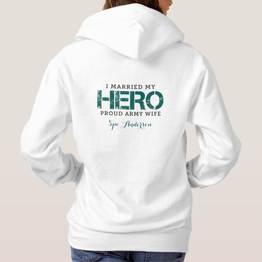 Ik trouwde met mijn Hero - Legervrouw Hoodie (Achterkant)