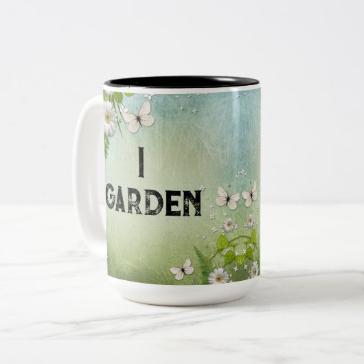 Ik tuin omdat moord illegaal is tweekleurige koffiemok (Voorkant links)