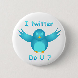 IK TWITTER, DOE U? DOOR SHARON SHARPE RONDE BUTTON 5,7 CM