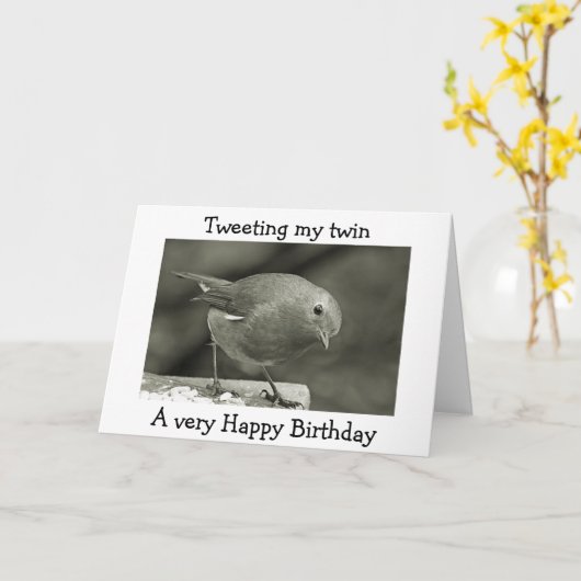 IK TWITTER MIJN TWEELINGBROERTJE OP GELUKKIGE VERJ KAART (Gele Bloem)