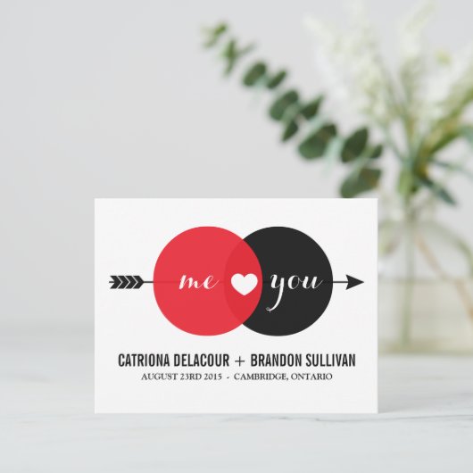 Ik & u het Hart van het Diagram van het Venn spare Aankondigingskaart (Staand voorkant)