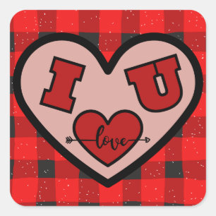 Ik ♥ U I Love You Buffalo Plaid Sticker