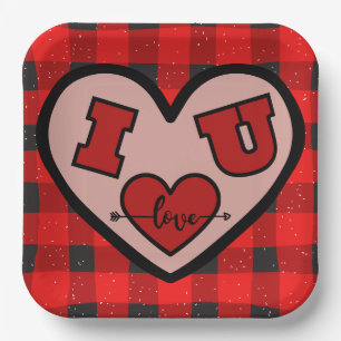 Ik ♥ U Ik Hou Van Jou Buffalo Plaid Papieren Bord