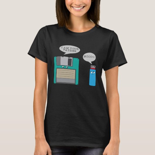 Ik Uw Vader Noo Diskette en USB Conspiracy T-shirt (Voorkant)