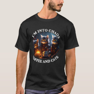 Ik val voor Chaotische Koffie en Katten Grappige D T-shirt