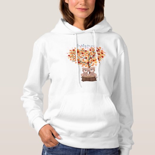 "Ik val voor je" Herfst hoodie met beren (Voorkant)