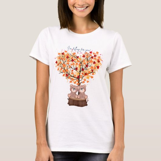"Ik val voor je!" Herfst T-shirt met Beren (Voorkant)