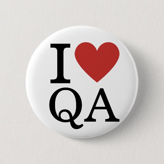 Ik ❤️ van QA - Quality Assurance Dept. Pin Button (Voorkant)