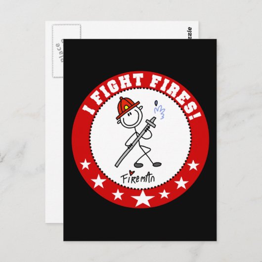 Ik vecht brandweerman briefkaart (Voorkant / Achterkant)
