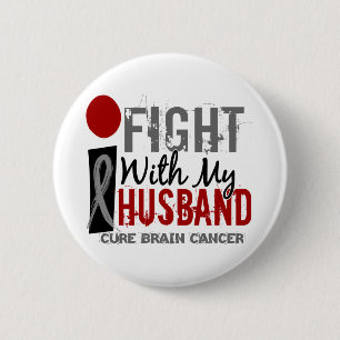 Ik vecht met mijn man-hersenkanker ronde button 5,7 cm
