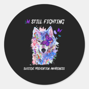 Ik vecht nog steeds tegen puntkomma's om zelfmoord ronde sticker
