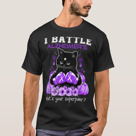 Ik vecht tegen Alzheimer's Awareness Cat T-shirt (Voorkant)