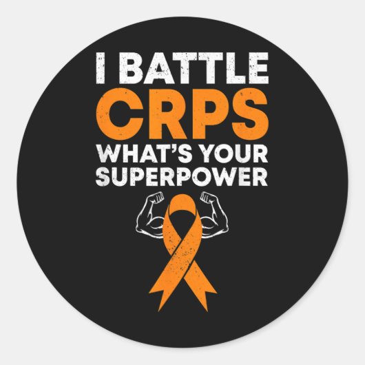 Ik vecht tegen CRPS Awareness Oranje lintgevecht Ronde Sticker (Voorkant)