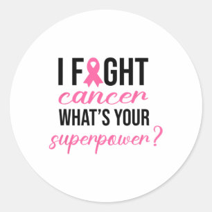 Ik vecht tegen kanker Wat is je Superpower borstka Ronde Sticker