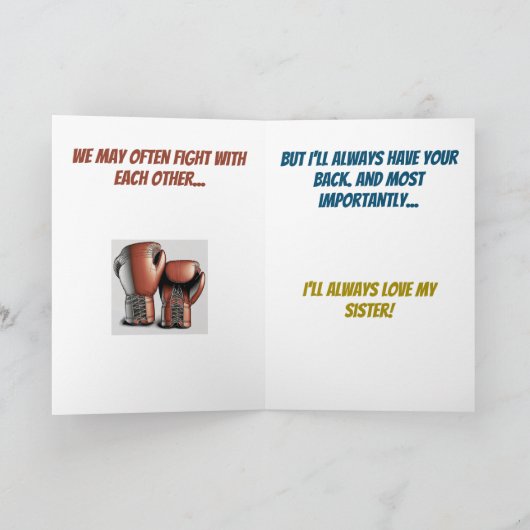 Ik vecht vaak met mijn zus op verjaardag kaart (Binnen)