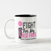 Ik vecht voor mijn beste vriend borstkanker tweekleurige koffiemok (Links)